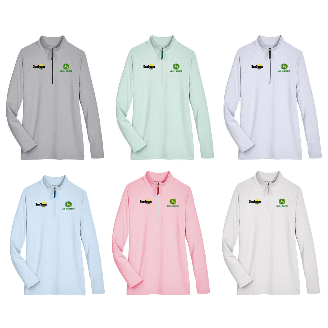Sunsouth Womens Devon & Jones Performance Micro-Stripe Quarter-Zip Pullover